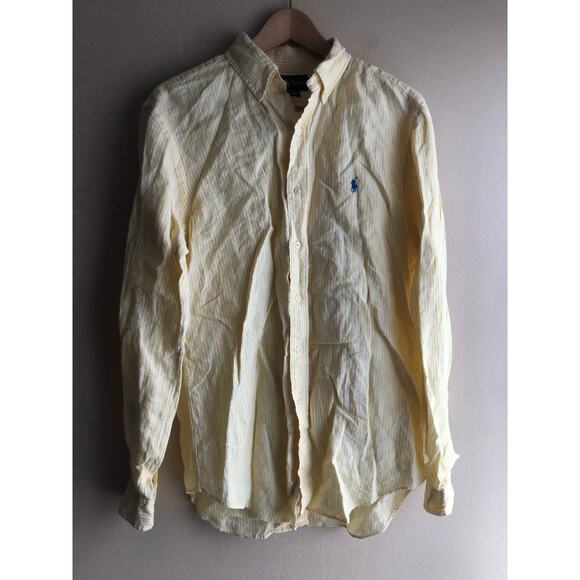 Ralph Lauren Other - Ralph Lauren Men Button Up Yellow Shirt Striped Long Sleeve Size Medium